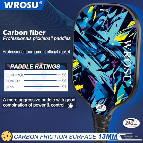 USAPA Approved Carbon Fiber T300 Pickleball Racquet Set for Men, Women, & Kids Light Weight Bag Included