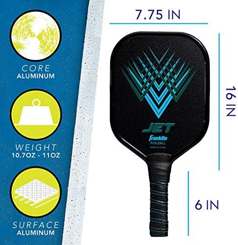 Franklin Sports Pickleball Paddle - Titus + Jet Aluminum Plated USA Pickleball (USAPA) Approved Paddle - Best Pickleball