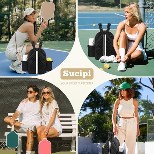 Sucipi Lightweight Pickleball Bags for Women Stylish Quilted Pickleball Paddle Sling Bag Backpack Sucipi Women Lightweig