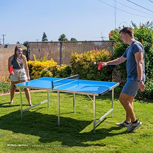 Pro-Spin Compact Ping Pong Table - Foldable, Portable, 72" x 41" Mid-Size | Weatherproof Indoor/Outdoor | 100% Pre-Assem