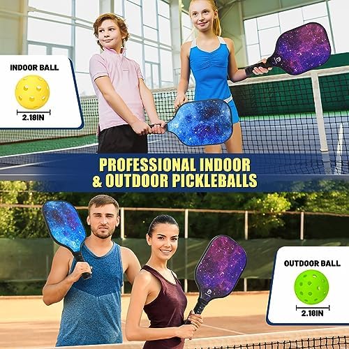 Dulce Dom Pickleball Paddles Set of 4 - USAPA Approved, Fiberglass/Carbon Fiber Pickleball Rackets, Perfect for Beginner