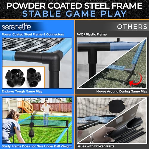 SereneLife Trampoline Ping Pong Table - Heavy Duty Powder Coated Steel Frame - Game Room, Indoor/Outdoor - Large Balls, - Image 2
