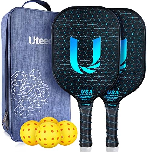 Pickleball Paddles Set of 2 USAPA Approved Non-Slip Lightweight for Outdoor Play | Pickleball Paddles Graphite Semi-Tex