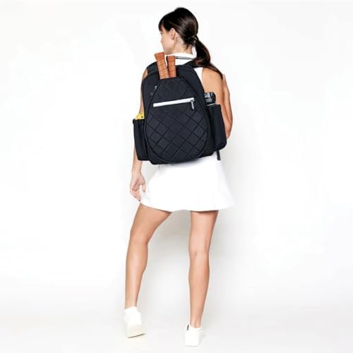 Quilted Pickleball Backpack Women Men Fits 2 to 4 Paddles WaterproofPocket Shoe Compartment