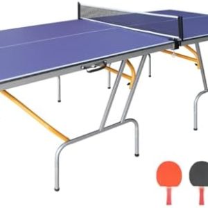 Compact Ping Pong Table, Portable Table Tennis Table with Net, 2 Table Tennis Paddles and 3 Balls Compact Ping Pong Ta