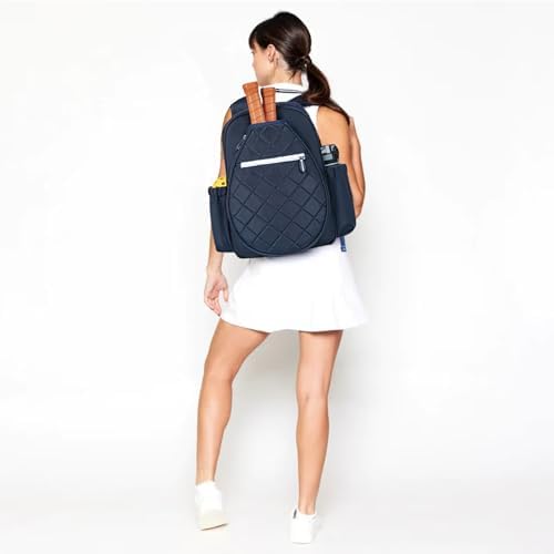 Quilted Pickleball Backpack Women Men Fits 2 to 4 Paddles WaterproofPocket Shoe Compartment