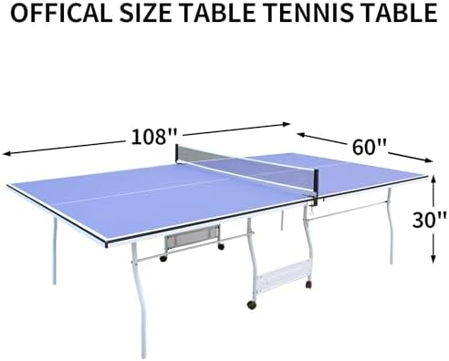 Professional Table Tennis Table, Foldable Ping Pong Game Set for Indoor, 8FT 9FT Single Player Playback Mode