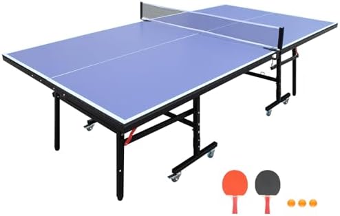 Professional Table Tennis Table, Foldable Ping Pong Game Set for Indoor, 8FT 9FT Single Player Playback Mode
