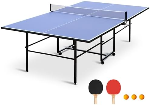 Professional Table Tennis Table, Foldable Ping Pong Game Set for Indoor, 8FT 9FT Single Player Playback Mode