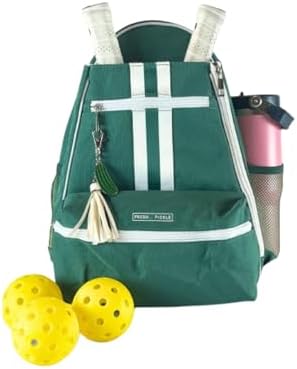 Teddi Pickleball Backpack Grn/wh - Large Capacity Bags for Women - Durable 1000D Nylon, Stylish Paddle Bag - Multipurpos