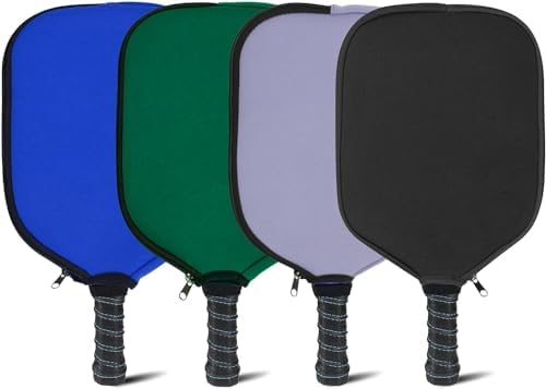 MYKUJA Pickleball Paddle Cover Neoprene Racket Sleeve Black, Blue, Green, Purplefits Paddles Racquets, Zippered Paddle C