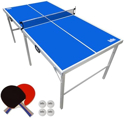 PartyLife 6 ft x 3 ft Portable Indoor Outdoor Ping Pong Table | Kids & Adults | Game Room | Not Full Size | With Optiona