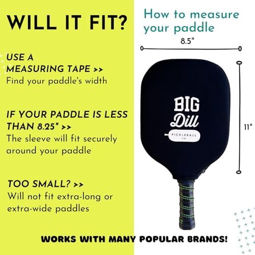 Big Dill Neoprene Pickleball Paddle Cover - Pickleball Paddle Sleeve Only for Players | Travel and Storage Protection