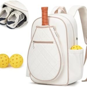 Quilted Pickleball Backpack Women Men Fits 2 to 4 Paddles WaterproofPocket Shoe Compartment