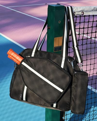 Pickleball Tote Bag for Women & Men with Paddle Cover Pocket External Ball Bag and Adjustable Shoulder Strap Fence Hook