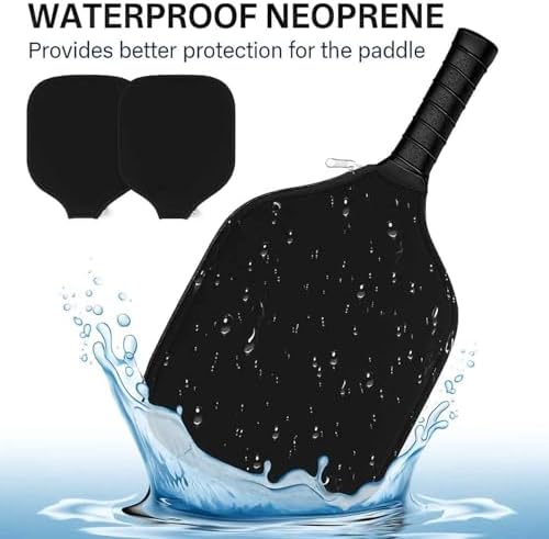 Pickleball Paddle Cover - Zippered Neoprene Protective Sleeves & Mesh Bag (8.6"x1|2"), Fits Most USAPA Standard (Black)