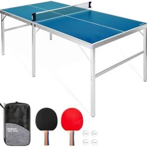 GoSports Mid-Size Table Tennis Game Set Red - Indoor/Outdoor Portable for Adults and Kids - Great for Parties and Gaming