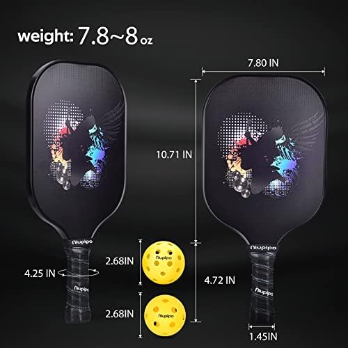 USAPA Approved Graphite Carbon Fiber Pickleball Paddles Set of 4 for Men Women, Polypropylene Honeycomb Core, Cushion |7