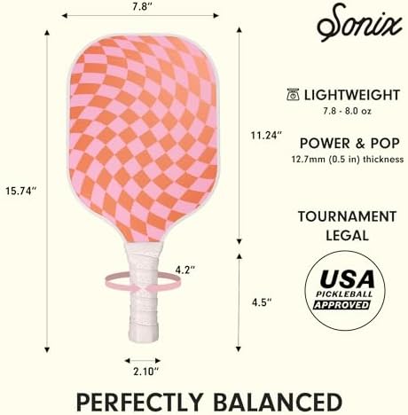 Sonix USAPA Approved Pickleball Paddles Set of 2 for Adults | Fiberglass Surface Pickleball Set with 2 Rackets, 4 Balls,