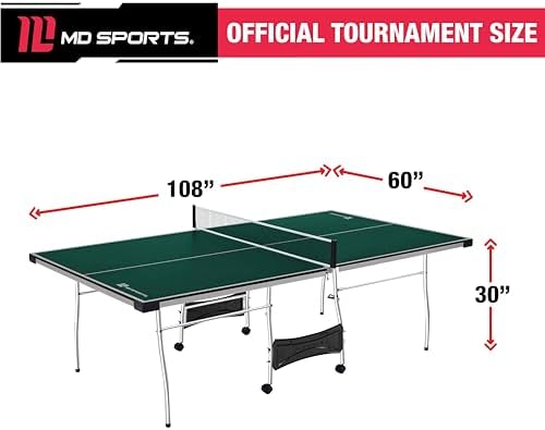 MD Sports Foldable Table Tennis Table for Family Game Rooms with Nets Included | MD Sports Multiple Styles Table Tennis