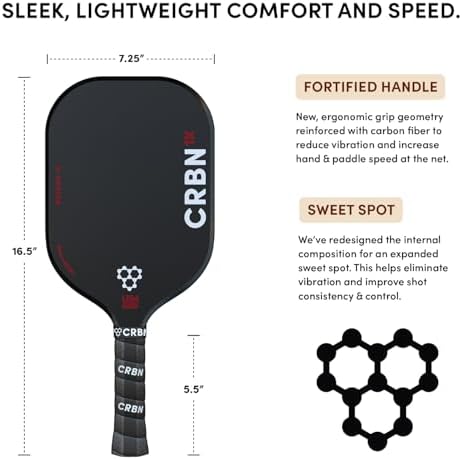 CRBN Pickleball X Series Power Paddle - Carbon Fiber Pickaxe for Enhanced Performance