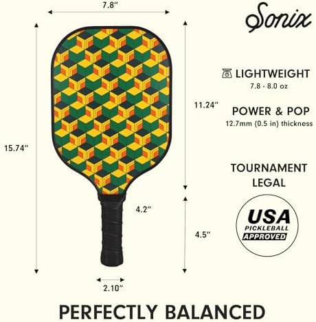 Sonix USAPA Approved Pickleball Paddles Set of 2 for Adults | Fiberglass Surface Pickleball Set with 2 Rackets, 4 Balls,
