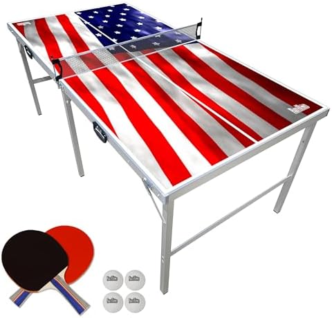 PartyLife 6 ft x 3 ft Ping Pong Table Tennis Table | Mid-Size Portable Folding Indoor Outdoor | Kids & Adults | Game Roo