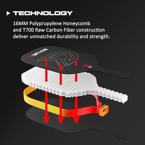 Pickleball Paddles - Professional Carbon Fiber Paddle with Honeycomb Core - Lightweight Precision & Enhanced Shock Absor