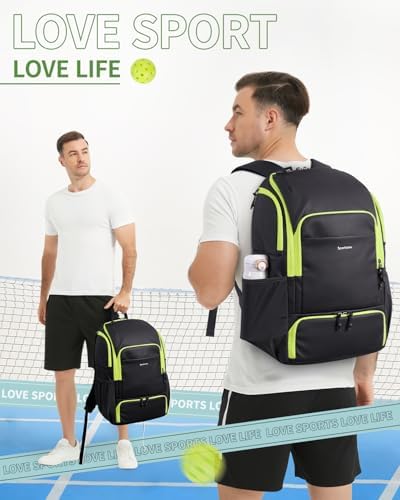 Pickleball Bag Sports Pickleball Backpack with Shoe Compartment Large Men Women Patent Pending