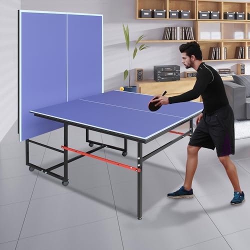 Professional Foldable Table Tennis Table for Indoor Play | 8FT 9FT Single Player Table Tennis Setup with Net and Posts
