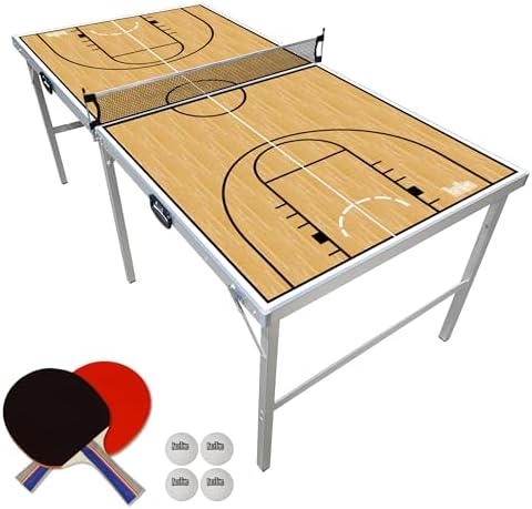 PartyLife 6 ft x 3 ft Portable Indoor Outdoor Ping Pong Table | Kids & Adults | Game Room | Not Full Size | With Optiona