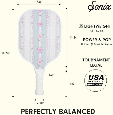 Sonix USAPA Approved Pickleball Paddles Set of 2 for Adults | Fiberglass Surface Pickleball Set with 2 Rackets, 4 Balls,