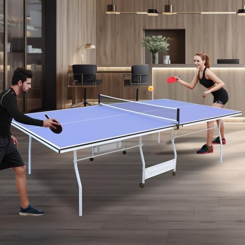 Professional Foldable Table Tennis Table for Indoor Play | 8FT 9FT Single Player Table Tennis Setup with Net and Posts