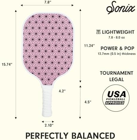 Sonix USAPA Approved Pickleball Paddles Set of 2 for Adults | Fiberglass Surface Pickleball Set with 2 Rackets, 4 Balls,