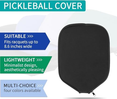 MYKUJA Pickleball Paddle Cover Neoprene Racket Sleeve Black, Blue, Green, Purplefits Paddles Racquets, Zippered Paddle C