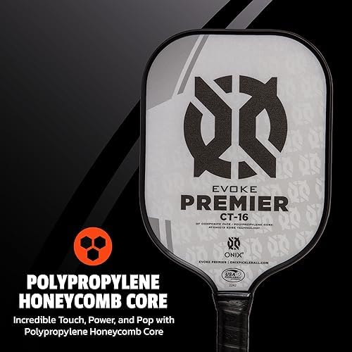 Onix Evoke Premier Professional Tournament Pickleball Paddle Composite Face Impact Paddle Shape for Elite Players in Tou