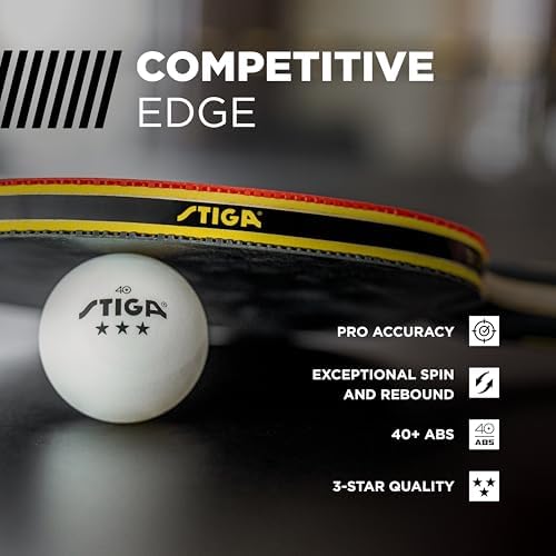 Stiga 3-Star Table Tennis Balls + Rubber Coated + High Durability + Amateur Players + Practice Sessions + 48 Pack + Best