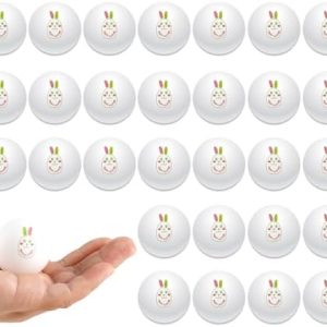 Easter Rabbit Ping Pong Balls for Funny Easter Hunt and Party Games - 30pcs 1.57Inch White Bouncy Balls