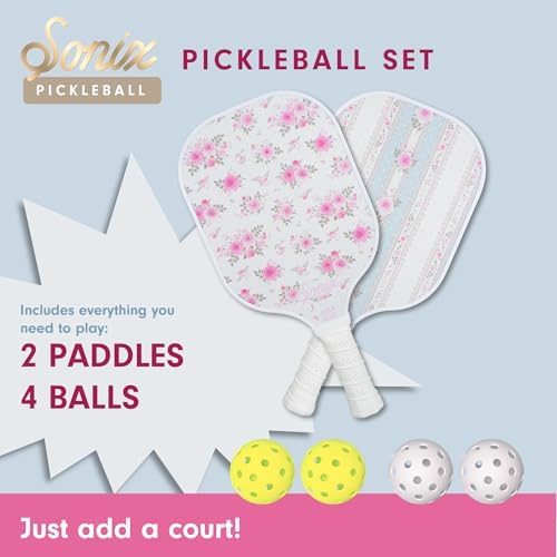 Sonix USAPA Approved Pickleball Paddles Set of 2 for Adults | Fiberglass Surface Pickleball Set with 2 Rackets, 4 Balls,