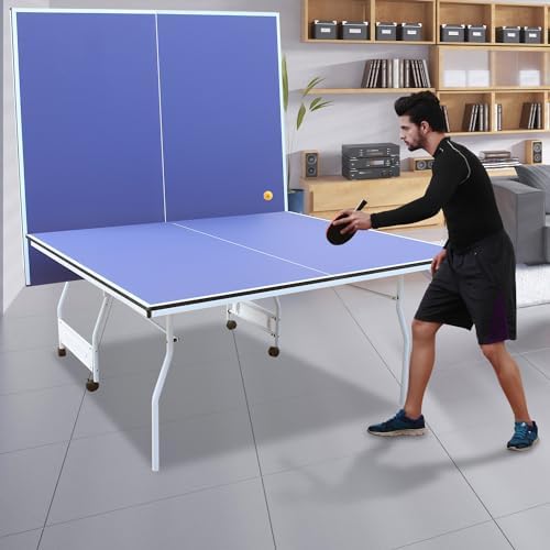 Professional Foldable Table Tennis Table for Indoor Play | 8FT 9FT Single Player Table Tennis Setup with Net and Posts