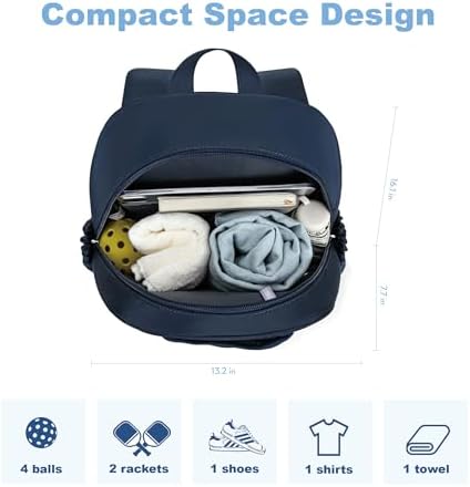 Quilted Pickleball Backpack Women Men Fits 2 to 4 Paddles WaterproofPocket Shoe Compartment