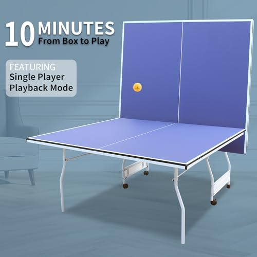 Professional Foldable Table Tennis Table for Indoor Play | 8FT 9FT Single Player Table Tennis Setup with Net and Posts