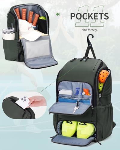 Pickleball Bag Sports Pickleball Backpack with Shoe Compartment Large Men Women Patent Pending