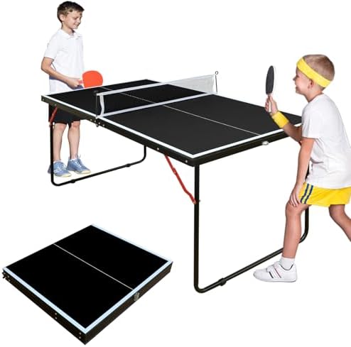 Table Tennis Table Foldable MDF Multi-Use, |5FT/6FT/9FT for Kid Teenager Adult