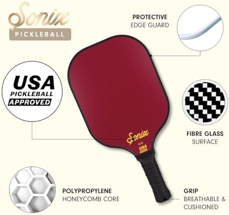 Sonix USAPA Approved Pickleball Paddles Set of 2 for Adults | Fiberglass Surface Pickleball Set with 2 Rackets, 4 Balls,