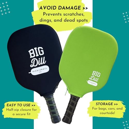 Big Dill Neoprene Pickleball Paddle Cover - Pickleball Paddle Sleeve Only for Players | Travel and Storage Protection