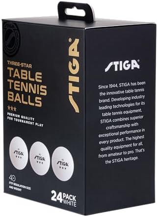 Stiga 3-Star Table Tennis Balls + Rubber Coated + High Durability + Amateur Players + Practice Sessions + 48 Pack + Best