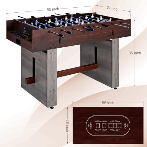 4-in-1 Combo Game Table - Multi-Game Table with Foosball, Electric Air Hockey (Powerful 700mA Motor), Ping Pong & Poker