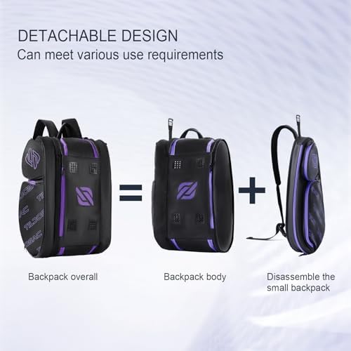 2-in-1 Detachable Pickleball & Padel Bag for Men Women | Thermal Foil Insulated Racket Compartment | Outdoor & Gym Usage