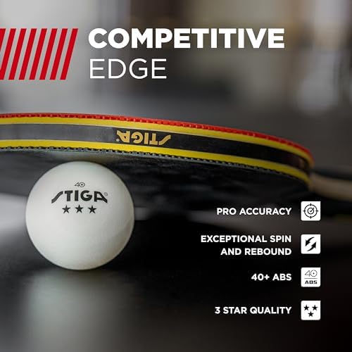 Stiga 3-Star Table Tennis Balls + Rubber Coated + High Durability + Amateur Players + Practice Sessions + 48 Pack + Best